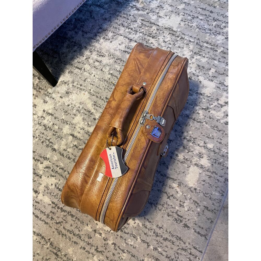 Vintage 1975 American Tourister Brown Suitcase 23" Retro Luggage - Picture 2 of 7
